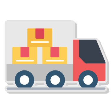 kargo kamyonu teslimat simgesi düz stil