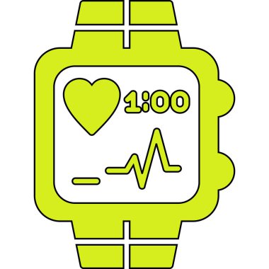 yeşil kalp atış hızı simgesi, satır biçimi