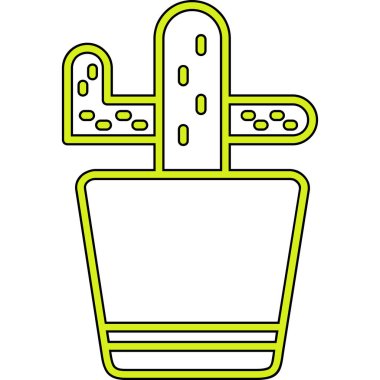 Tencere vektör illüstrasyon tasarımında kaktüs kaktüsü