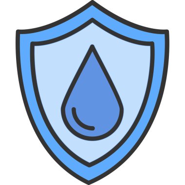 Su kalkanı simgesi. Web için su kalkanı vektör simgelerinin özet çizimi