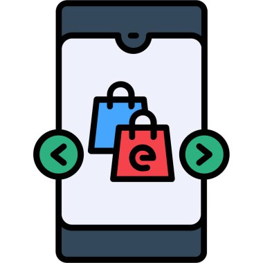 Telefon simgesi olan alışveriş çantası, vektör illüstrasyon tasarımı