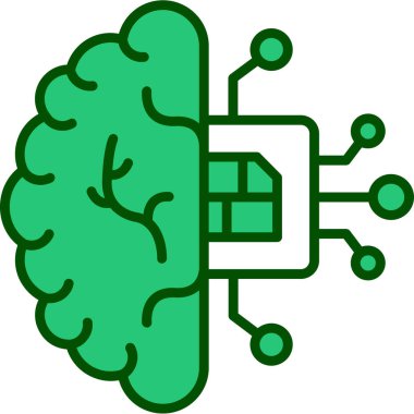 Beyin devre çipi simgesi - ana hat biçiminde