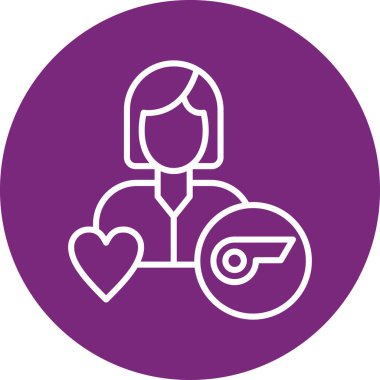 Kadın doktor steteskop çizgisi simgesi tutuyor