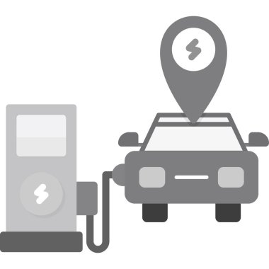 Araba şarj istasyonu. Web simgesi basit illüstrasyon