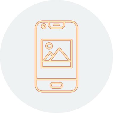 cep telefonu ince çizgi simgesi, akıllı telefon ve cep telefonu, cep telefonu işareti, vektör grafikleri, beyaz arkaplanda renkli doğrusal desen, eps 1