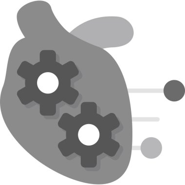 çarklı kalp ve dişli simgesi, vektör illüstrasyonu