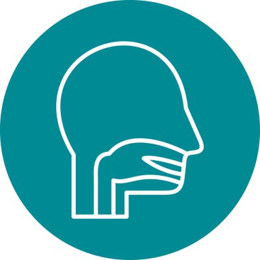 baş vektör simgesi. bu yuvarlak düz sembol gri arkaplan üzerinde kobalt rengi ve beyaz renkler ile çizilir.