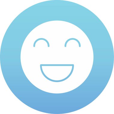 Mutlu gülümseme simgesi, beyaz arkaplanda izole edilmiş vektör çizimi