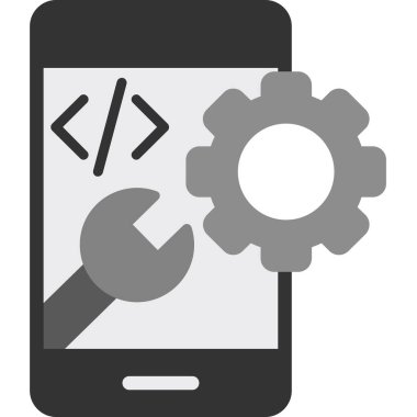 Dişli akıllı telefon ve cep telefonu ikon vektör resimlemesi