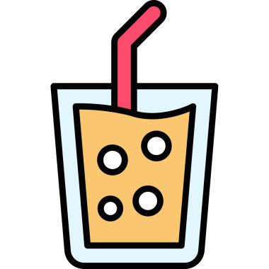 Meyve suyu ikonu iç. Düz tasarım için beyaz arkaplanda izole edilmiş içecek vektör simgesi