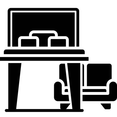 Masa simgesi ve vektör illüstrasyonu beyaz arkaplanda izole edildi