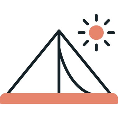 Tek bir plaj şemsiyesi simgesinin vektör çizimi