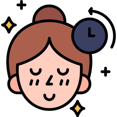 yüz kız yüzü simgesi - taslak biçimi