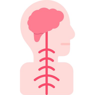 İnsan beyin vektör simgesi. stil vektörü çift renkli düz sembol, yoğun pembe ve gri renkler, yuvarlak açılar, beyaz arkaplan.