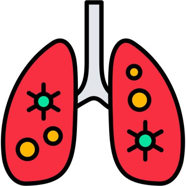 Akciğer ikonu. Web için akciğer vektör simgelerinin özet çizimi