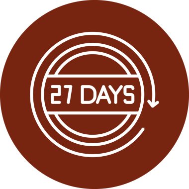 27 saatlik kabartma simgesi. bu düz illüstrasyon sembolü beyaz arkaplanda kırmızı ve siyah renklerle çizilir