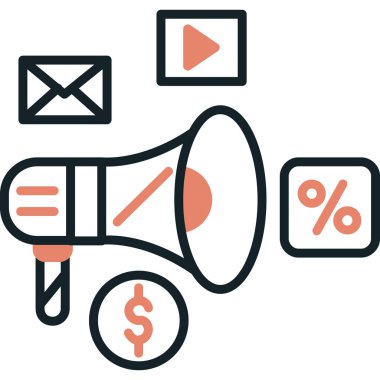 E- posta pazarlama simgesi vektör illüstrasyon tasarımı ile megafon