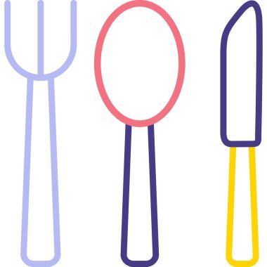 Çatal, kaşık, bıçak ikonu. vektör illüstrasyonu