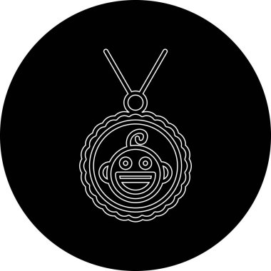 Siyah arka planda dairesi olan sevimli bir canavarın vektör simgesi