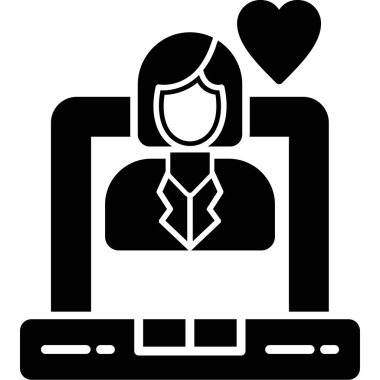 aşk çevrimiçi simgesi, vektör illüstrasyonu