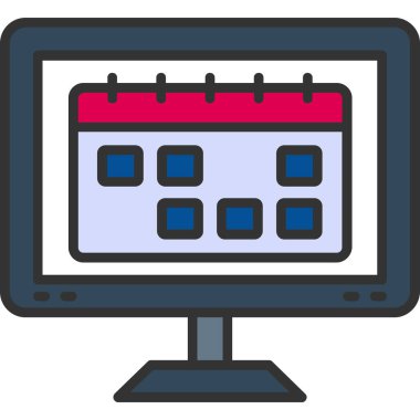 Takvim bilgisayar simgesi, vektör illüstrasyonu