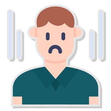 Vektör çizimi. Üzgün maskeli bir adam.