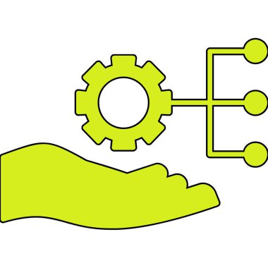 Düz stil vektör illüstrasyonunda el çizimi dişli simgesi beyaz üzerine izole