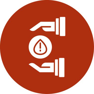 Kan damlası vektör simgesi. Bu yuvarlak düz sembol beyaz arkaplanda turuncu renkle çizilmiş..