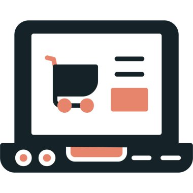 alışveriş çevrimiçi vektör düz renk simgesi