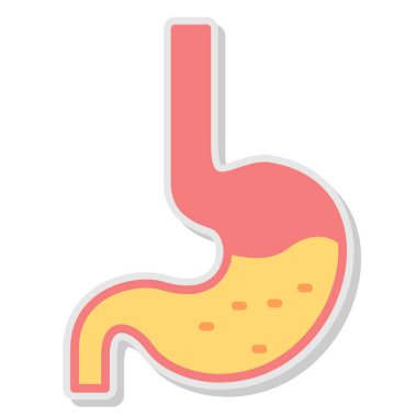 Beyaz arkaplanda izole edilmiş düz stil mide simgesi.