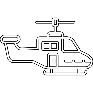 Helikopter simgesi. Helikopter vektör simgesi web için anahat çizimi