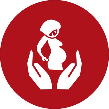 bebek bakımı ikonu. biçim iki renkli düz sembol, yoğun kırmızı ve siyah renkler, yuvarlak açılar, beyaz arkaplan