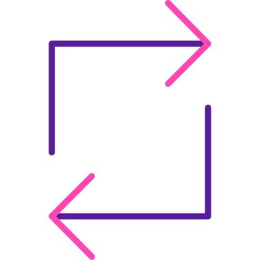 Ok simgesi. vektör biçimi yuvarlak açılı düz ikonik sembol, mor renk.