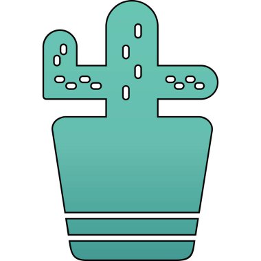 Kaktüs saksı ikonu, çizgi biçimi