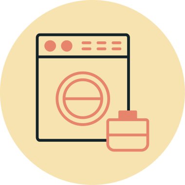 Çamaşır makinesi. Basit resimleme