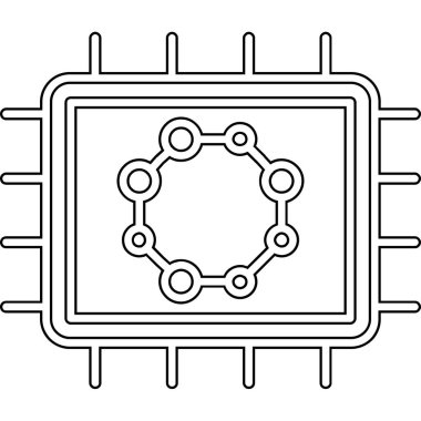 İşlemci simgesi. Web için mikroçip vektör simgelerinin özet çizimi