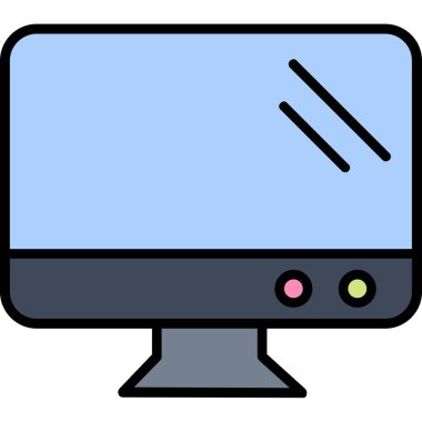 Bilgisayar monitörü simgesi. Web için dizüstü bilgisayar vektör simgelerinin özet çizimi