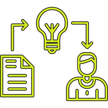 fikir konsepti simgesi, ana hatlı vektör illüstrasyonu