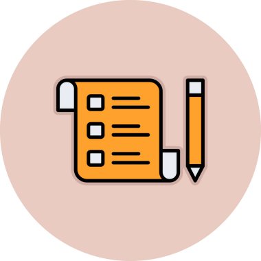 Kalem ikonlu pano. Web tasarımı için kağıt sayfa vektör simgesiyle kalem çizimi