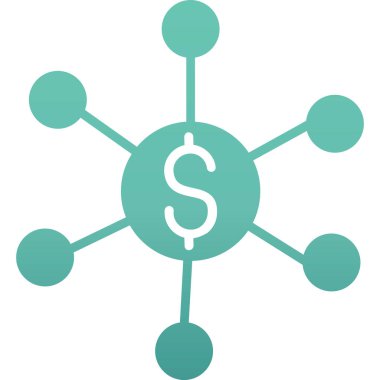 Dolar vektör simgesi. biçim iki renkli düz sembol, yumuşak yuvarlak açılar, mavi arkaplan, beyaz arkaplan.