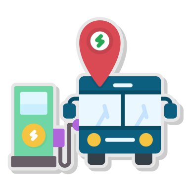 Şarj istasyonu olan elektrikli araç. vektör tasarımı