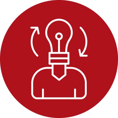 Fikir vektör simgesi. biçimli yuvarlak vektör düz sembol, kırmızı renk, yuvarlak açılar, beyaz arkaplan.