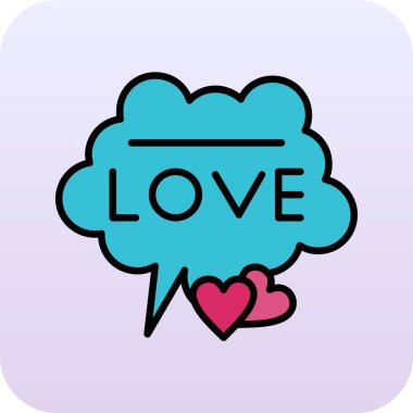 Arka planda kalp ve konuşma baloncukları olan mesajlara bayılıyorum. vektör illüstrasyonu