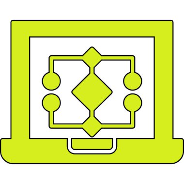 dizüstü bilgisayar simgesi. Web için dizüstü bilgisayar vektör simgelerinin özet çizimi