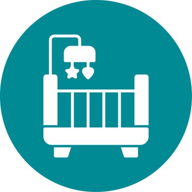 Bebek Arabası ikonu. Biçim çift renkli düz sembol, mavi ve gri renkler, yuvarlak açılar, beyaz arkaplan.