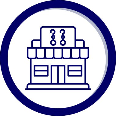 dükkan simgesi. vektör biçimi iki renkli düz simge, yuvarlak açılar, mavi ve beyaz renkler, beyaz arkaplan.