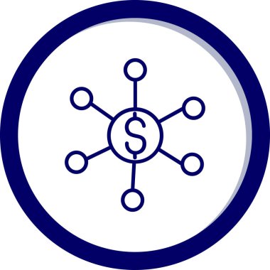 para ağı vektör simgesi. biçim düz dairesel semboldür, kobalt rengi, yuvarlak açılar, beyaz arkaplan.