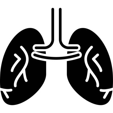 Akciğerli akciğerler ve akciğer simgesi, vektör illüstrasyonu