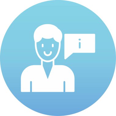 Konuşma baloncuğu simgesi olan adam, vektör illüstrasyonu