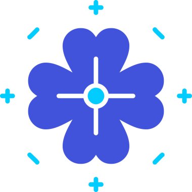 Mavi çiçek simgesi beyaz arkaplanda izole edilmiş. Çiçek çemberi. Düz simge. vektör illüstrasyonu